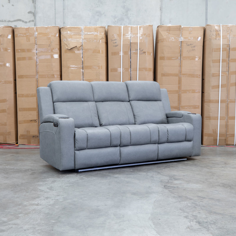 The Portside Three Seat Dual-Electric Recliner Lounge - Shadow