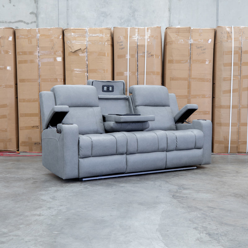 The Portside Three Seat Dual-Electric Recliner Lounge - Shadow