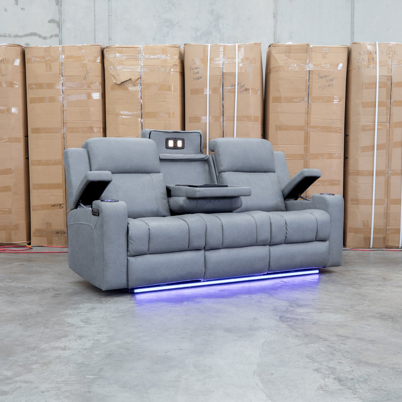 The Portside Three Seat Dual-Electric Recliner Lounge - Shadow