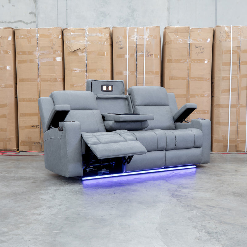 The Portside Three Seat Dual-Electric Recliner Lounge - Shadow
