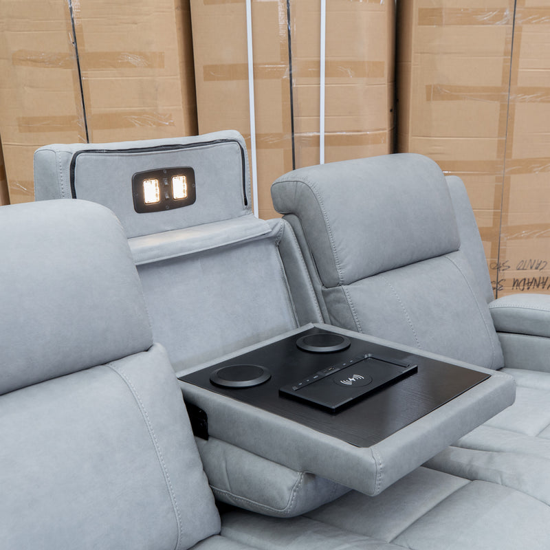 The Portside Three Seat Dual-Electric Recliner Lounge - Shadow
