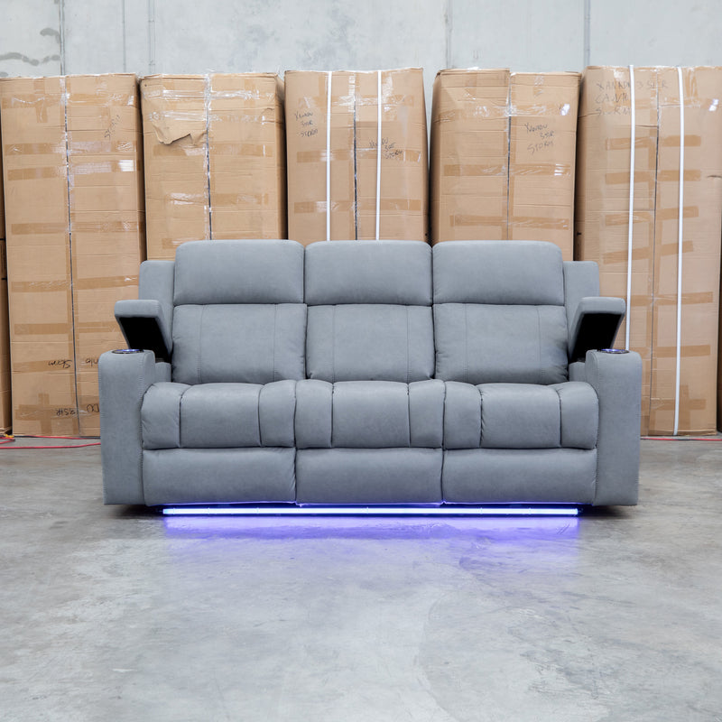 The Portside Three Seat Dual-Electric Recliner Lounge - Shadow