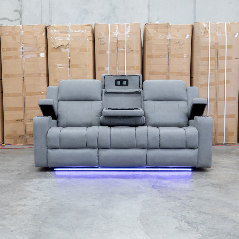 The Portside Three Seat Dual-Electric Recliner Lounge - Shadow