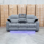 The Portside Three Seat Dual-Electric Recliner Lounge - Shadow available to purchase from Warehouse Furniture Clearance at our next sale event.