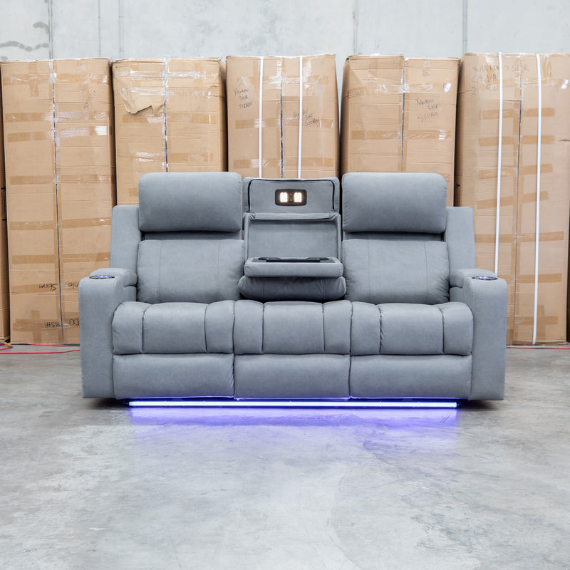 The Portside Three Seat Dual-Electric Recliner Lounge - Shadow