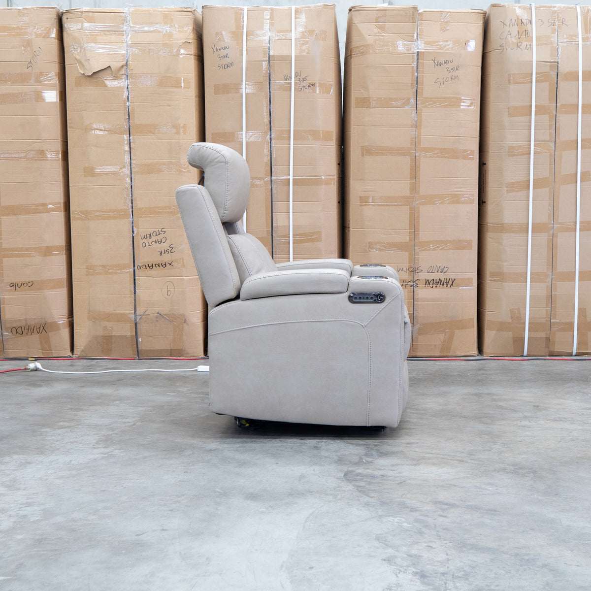 The Portside Dual-Electric Single Recliner - Almond available to purchase from Warehouse Furniture Clearance at our next sale event.