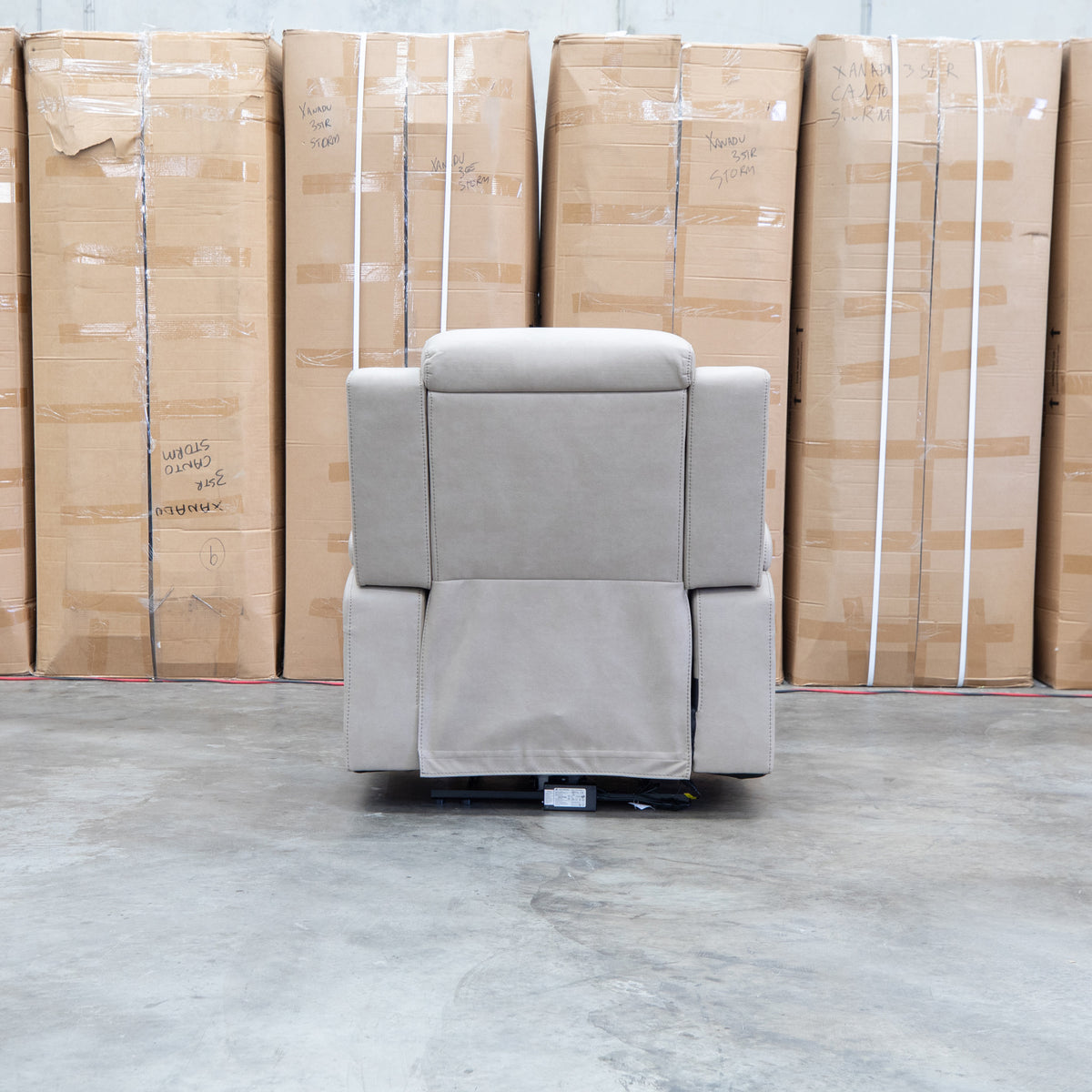 The Portside Dual-Electric Single Recliner - Almond available to purchase from Warehouse Furniture Clearance at our next sale event.