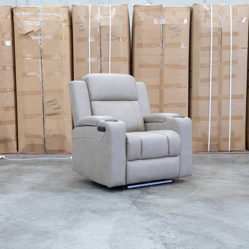 The Portside Dual-Electric Single Recliner - Almond