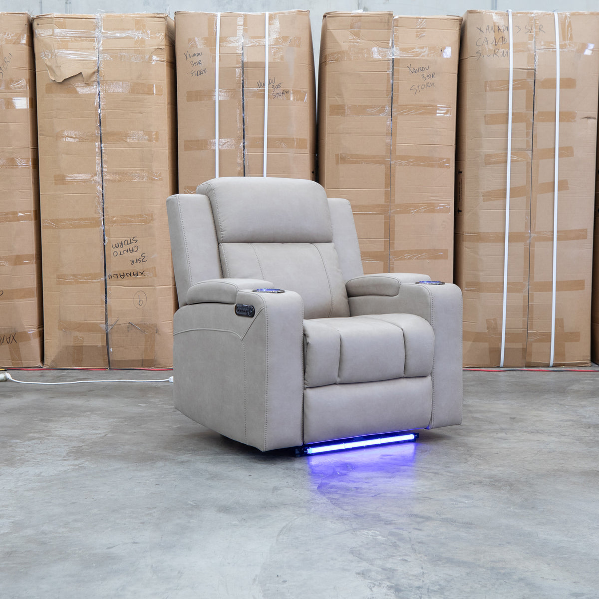 The Portside Dual-Electric Single Recliner - Almond available to purchase from Warehouse Furniture Clearance at our next sale event.