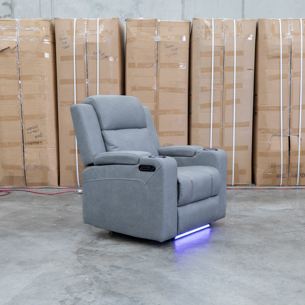 The Portside Dual-Electric Single Recliner - Shadow available to purchase from Warehouse Furniture Clearance at our next sale event.