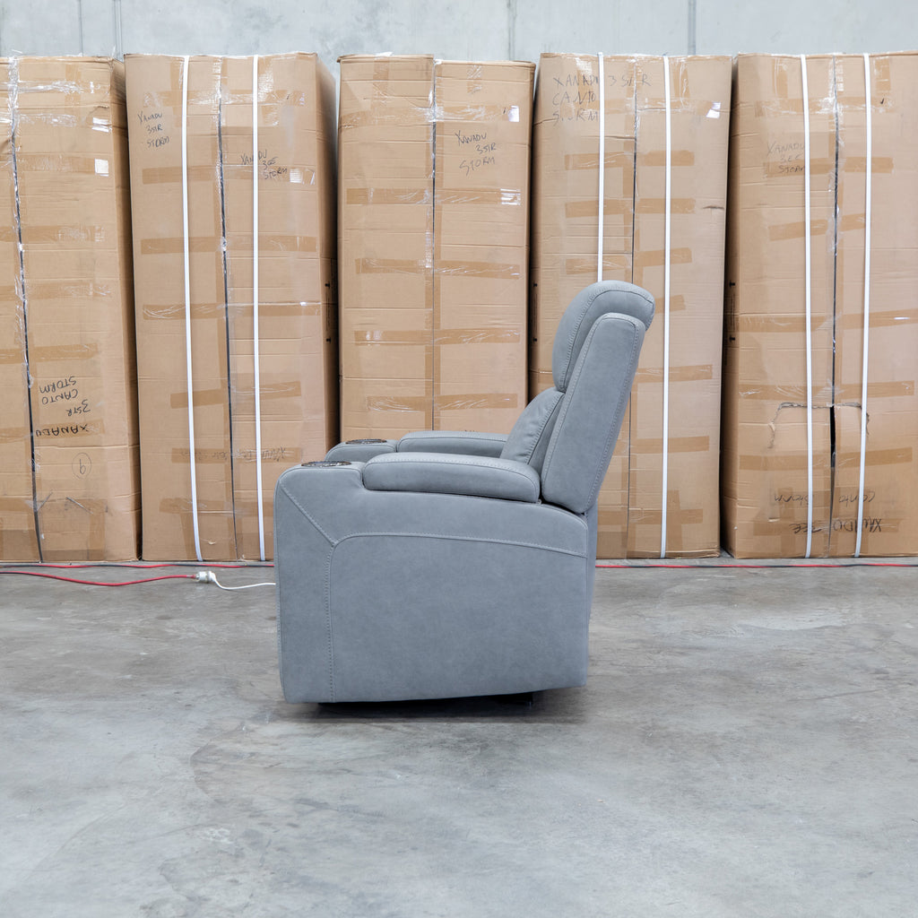 The Portside Dual-Electric Single Recliner - Shadow available to purchase from Warehouse Furniture Clearance at our next sale event.