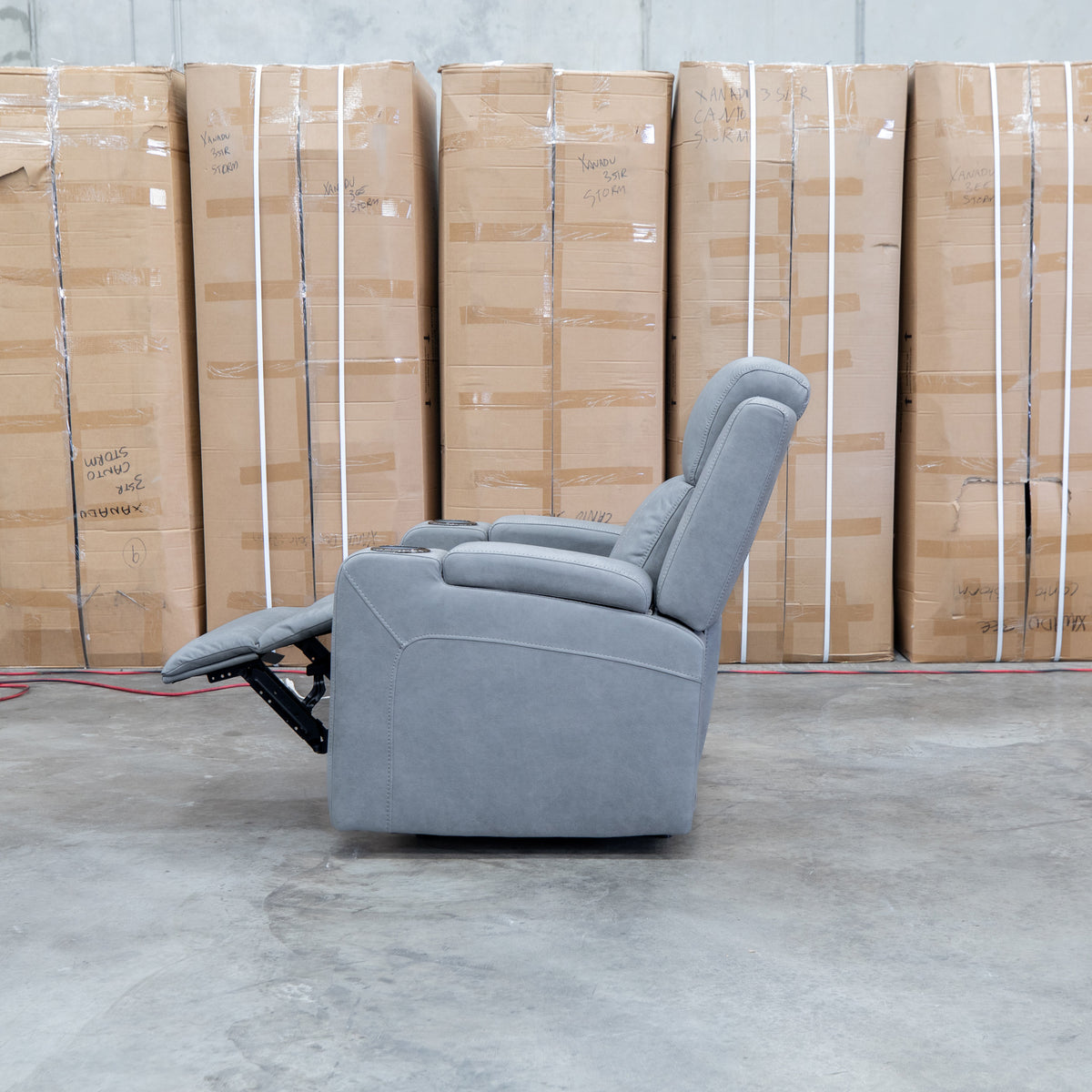 The Portside Dual-Electric Single Recliner - Shadow available to purchase from Warehouse Furniture Clearance at our next sale event.