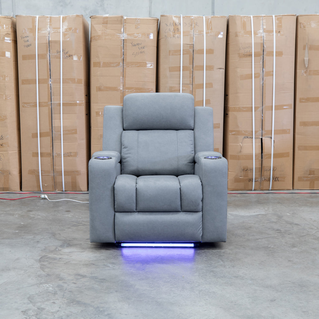 The Portside Dual-Electric Single Recliner - Shadow available to purchase from Warehouse Furniture Clearance at our next sale event.