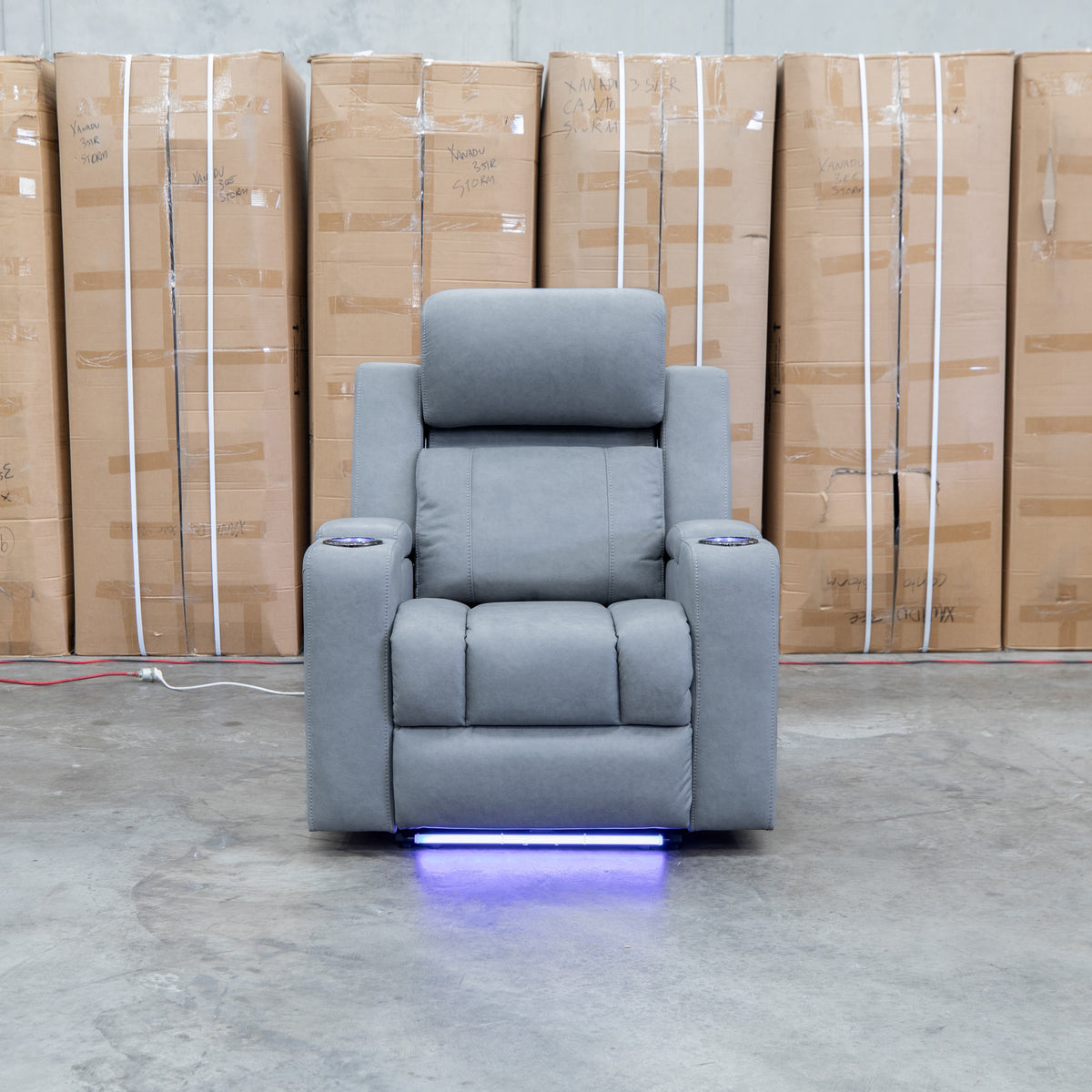 The Portside Dual-Electric Single Recliner - Shadow available to purchase from Warehouse Furniture Clearance at our next sale event.
