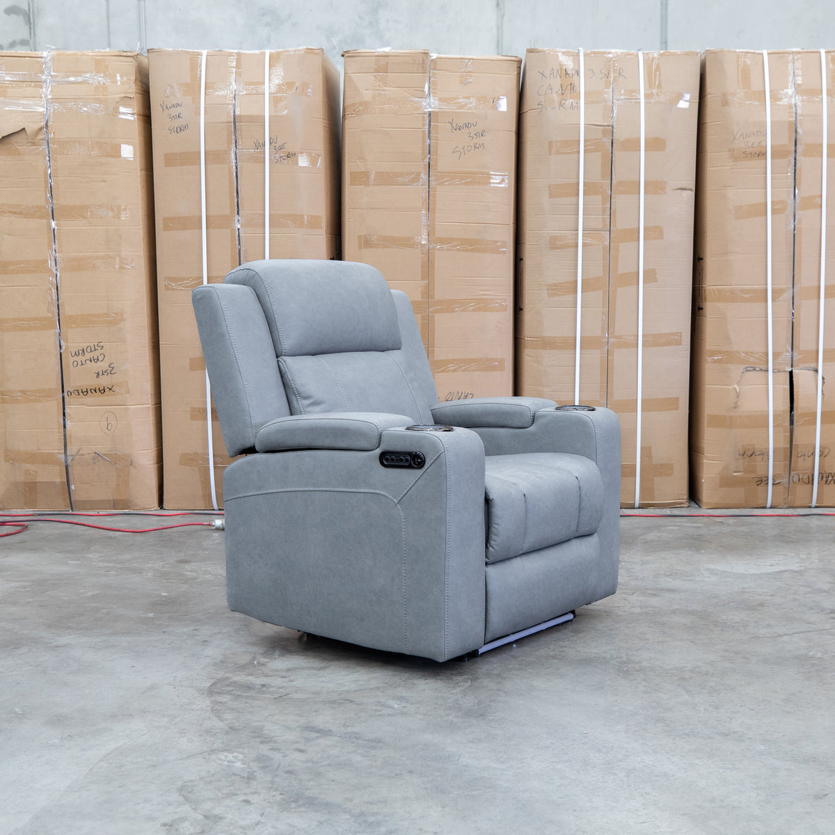 The Portside Dual-Electric Single Recliner - Shadow available to purchase from Warehouse Furniture Clearance at our next sale event.