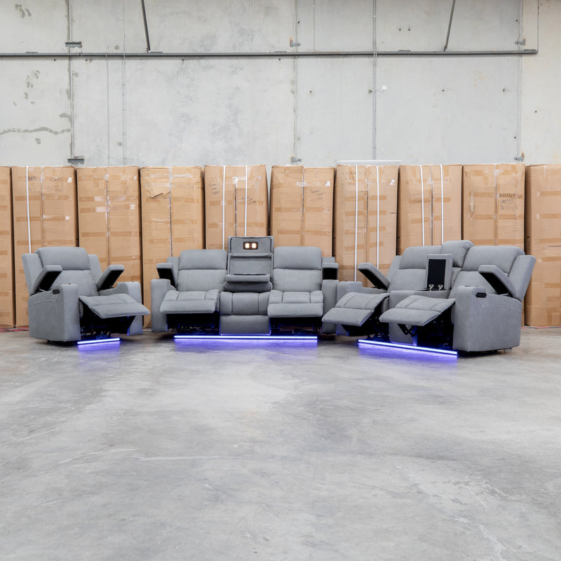 The Portside Three Seat Dual-Electric Recliner Lounge - Shadow