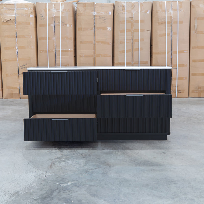 The Province Six Drawer Dresser - Black & White Jazz Top