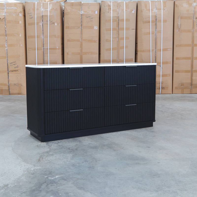 The Province Six Drawer Dresser - Black & White Jazz Top