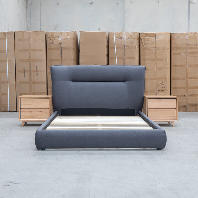 The Quinn King Upholstered Bed - Charcoal