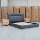 The Quinn Queen Upholstered Bed - Charcoal available to purchase from Warehouse Furniture Clearance at our next sale event.