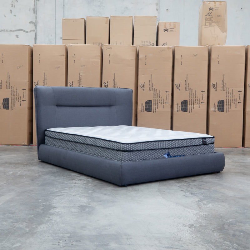 The Quinn King Upholstered Bed - Charcoal