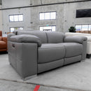 The RS-11583-PR Two seat full leather dual motor recliner - Elephant - Floor Stock available to purchase from Warehouse Furniture Clearance at our next sale event.