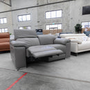 The RS-11583-PR Two seat full leather dual motor recliner - Elephant - Floor Stock available to purchase from Warehouse Furniture Clearance at our next sale event.