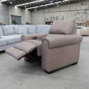 The RS-13015 Single leather electric recliner - Brown - Floor Stock available to purchase from Warehouse Furniture Clearance at our next sale event.