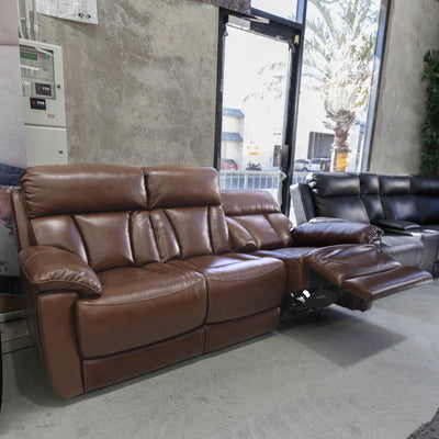 The RS-13239 3 seat electric leather recliner suite - Hazelnut - Floor Stock available to purchase from Warehouse Furniture Clearance at our next sale event.
