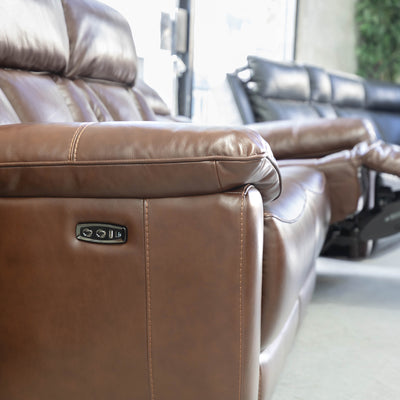 The RS-13239 3 seat electric leather recliner suite - Hazelnut - Floor Stock available to purchase from Warehouse Furniture Clearance at our next sale event.