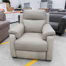 The RS-9495-PR Single leather dual motor recliner - Silver Grey - Floor Stock available to purchase from Warehouse Furniture Clearance at our next sale event.