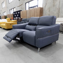The RS-A0581-PRUKY 2 seat leather dual motor recliner suite - Ocean Blue - Floor Stock available to purchase from Warehouse Furniture Clearance at our next sale event.