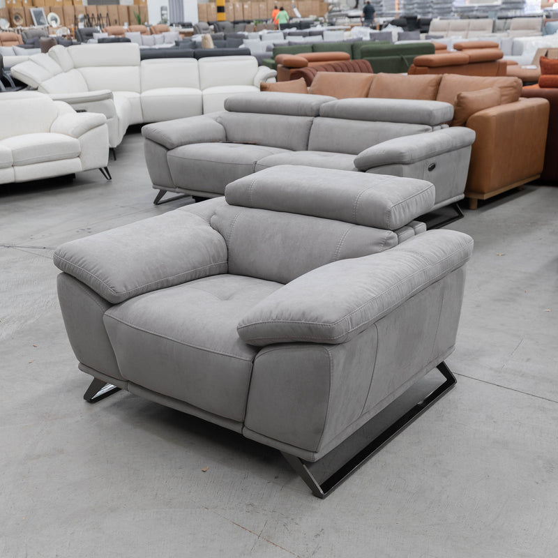 The RS-B0296 Single electric recliner - Silver Grey - Floor Stock available to purchase from Warehouse Furniture Clearance at our next sale event.