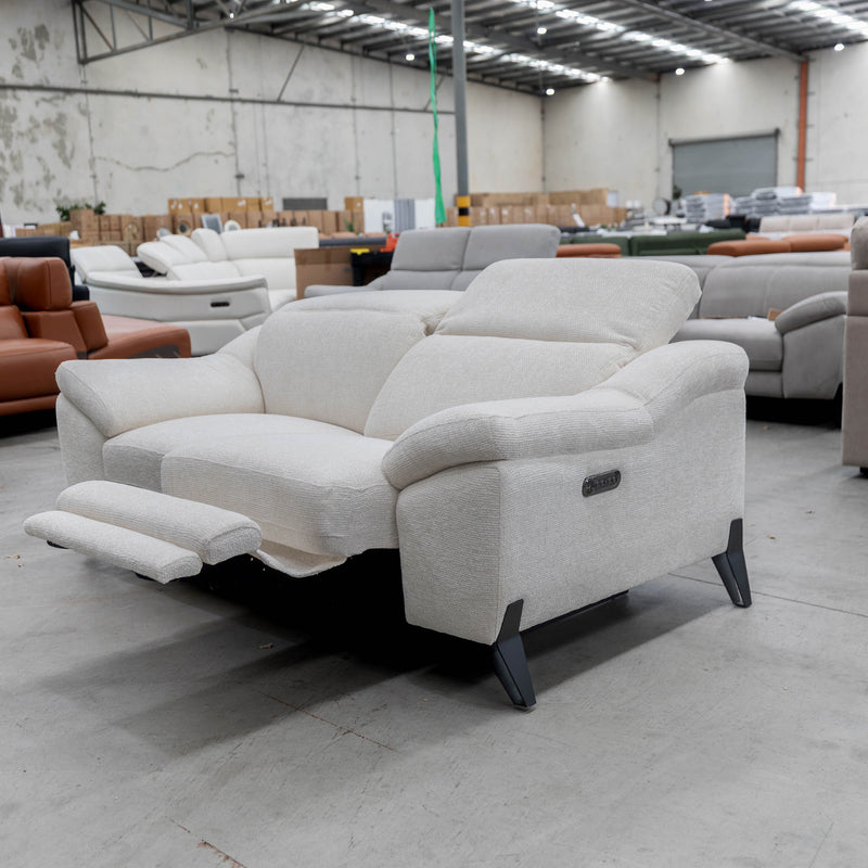 The RS-B0336-PR 2 seat dual motor recliner suite - Ivory - Floor Stock available to purchase from Warehouse Furniture Clearance at our next sale event.