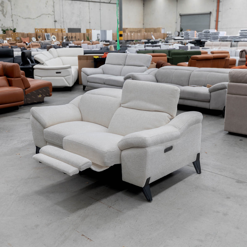 The RS-B0336-PR 2 seat dual motor recliner suite - Ivory - Floor Stock available to purchase from Warehouse Furniture Clearance at our next sale event.