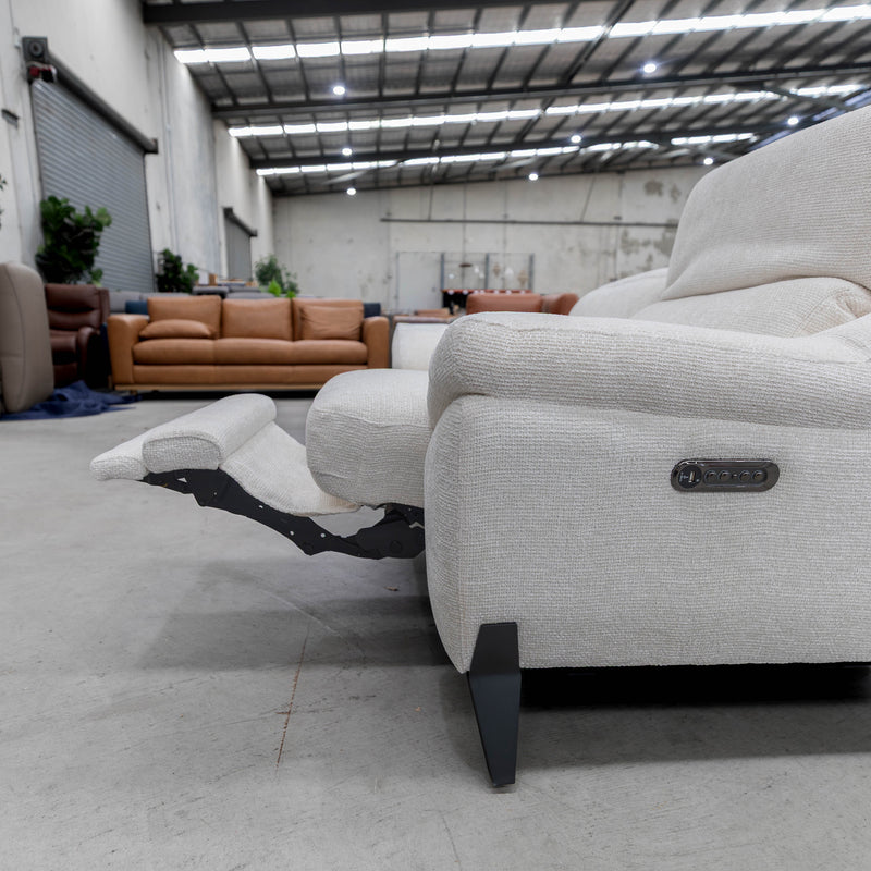The RS-B0336-PR 2 seat dual motor recliner suite - Ivory - Floor Stock available to purchase from Warehouse Furniture Clearance at our next sale event.