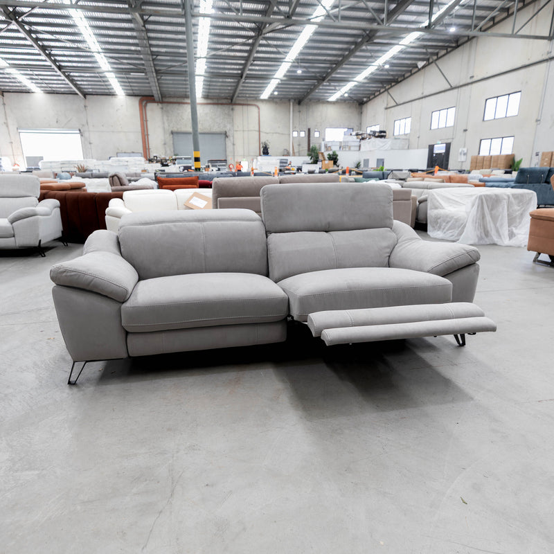 The RS-B0336-PR 2.5 seat dual motor electric recliner lounge - Silver Grey - Floor Stock available to purchase from Warehouse Furniture Clearance at our next sale event.