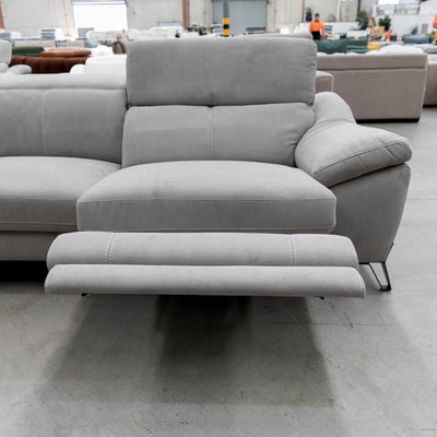 The RS-B0336-PR 2.5 seat dual motor electric recliner lounge - Silver Grey - Floor Stock available to purchase from Warehouse Furniture Clearance at our next sale event.