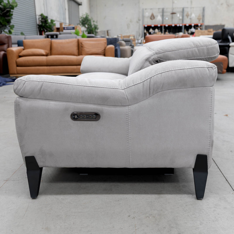 The RS-B0336-PR 2.5 seat dual motor electric recliner lounge - Silver Grey - Floor Stock available to purchase from Warehouse Furniture Clearance at our next sale event.