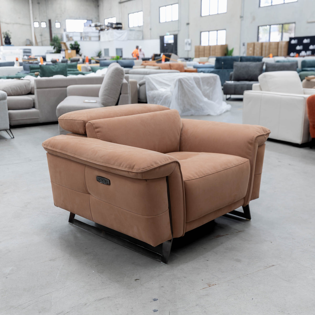 The RS-B0422-PR Dual motor single recliner - Rust - Floor Stock available to purchase from Warehouse Furniture Clearance at our next sale event.
