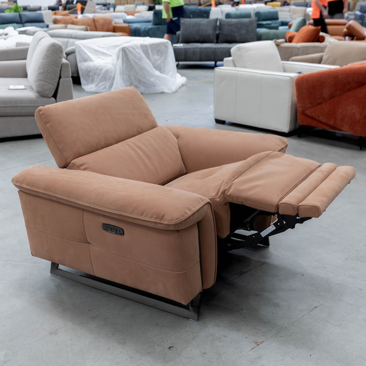 The RS-B0422-PR Dual motor single recliner - Rust - Floor Stock available to purchase from Warehouse Furniture Clearance at our next sale event.