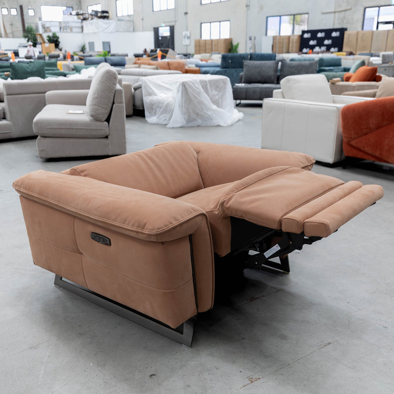 The RS-B0422-PR Dual motor single recliner - Rust - Floor Stock available to purchase from Warehouse Furniture Clearance at our next sale event.