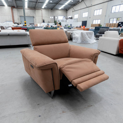 The RS-B0422-PR Dual motor single recliner - Rust - Floor Stock available to purchase from Warehouse Furniture Clearance at our next sale event.