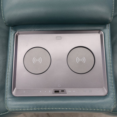 The RSHM-13250-PR 2.5 seat dual motor leather theatre suite - Green - Floor Stock available to purchase from Warehouse Furniture Clearance at our next sale event.