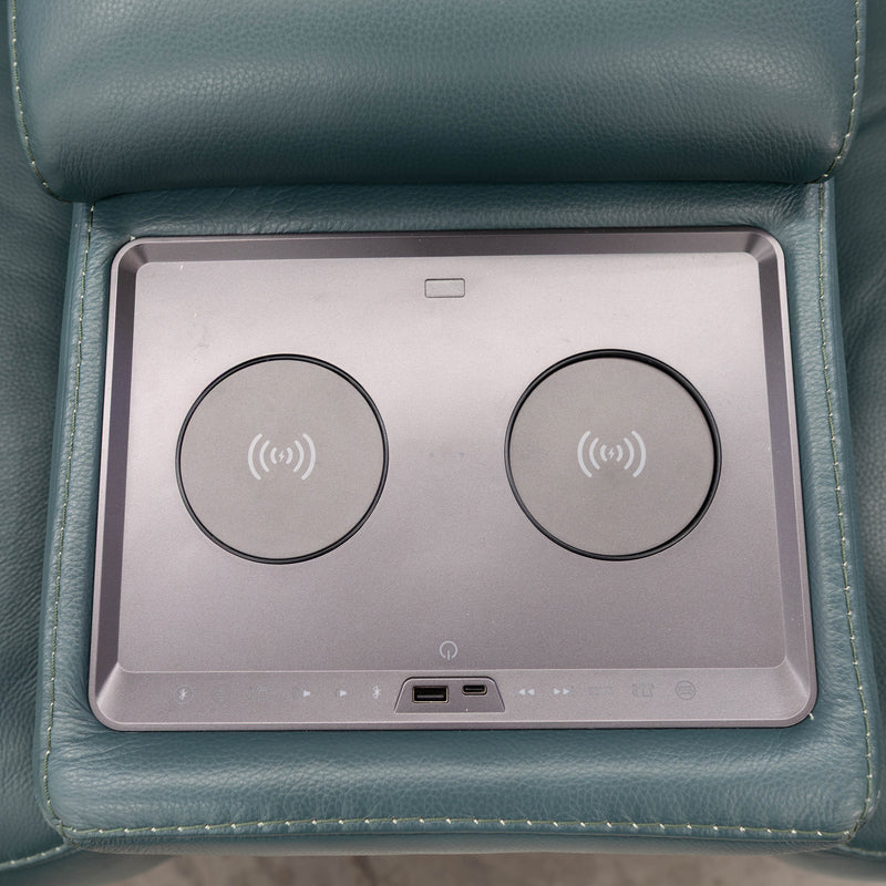 The RSHM-13250-PR 2.5 seat dual motor leather theatre suite - Green - Floor Stock available to purchase from Warehouse Furniture Clearance at our next sale event.