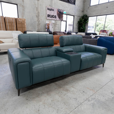 The RSHM-13250-PR 2.5 seat dual motor leather theatre suite - Green - Floor Stock available to purchase from Warehouse Furniture Clearance at our next sale event.