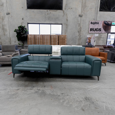 The RSHM-13250-PR 2.5 seat dual motor leather theatre suite - Green - Floor Stock available to purchase from Warehouse Furniture Clearance at our next sale event.