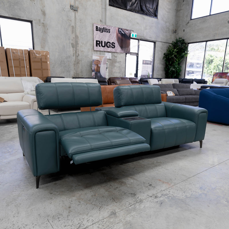 The RSHM-13250-PR 2.5 seat dual motor leather theatre suite - Green - Floor Stock available to purchase from Warehouse Furniture Clearance at our next sale event.
