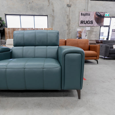 The RSHM-13250-PR 2.5 seat dual motor leather theatre suite - Green - Floor Stock available to purchase from Warehouse Furniture Clearance at our next sale event.