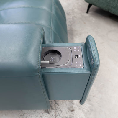 The RSHU-13250-PR Single dual motor leather theatre recliner - Green - Floor Stock available to purchase from Warehouse Furniture Clearance at our next sale event.